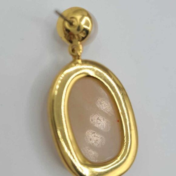 J Crew Gold Tone Freshwater Pearl Rose Quartz Crystal Earrings NWOT! - Picture 6 of 7